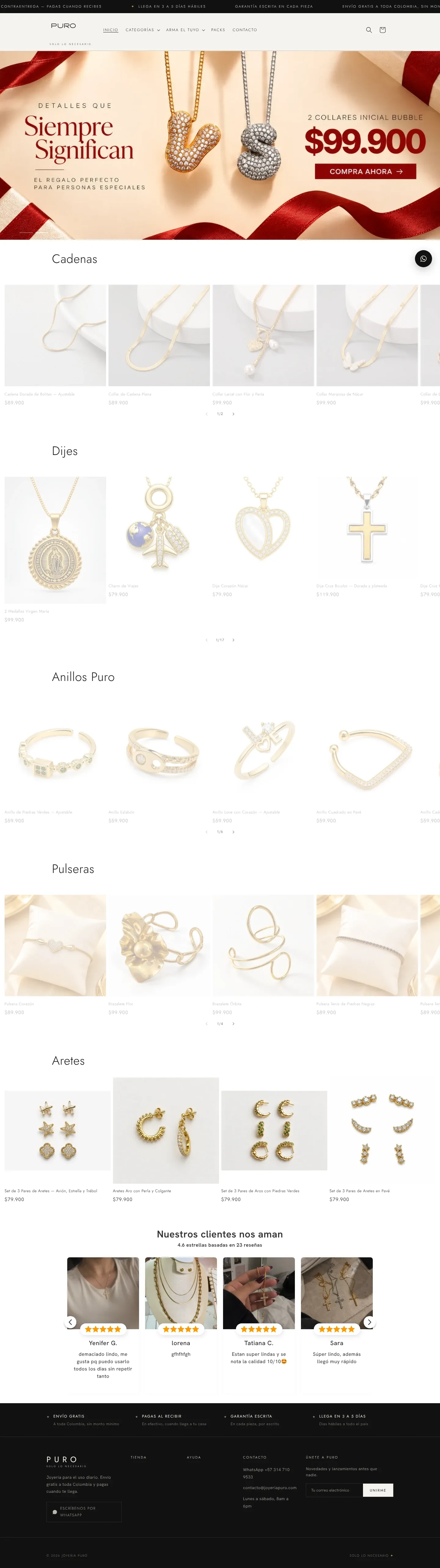 Página completa de Joyería Puro en computador