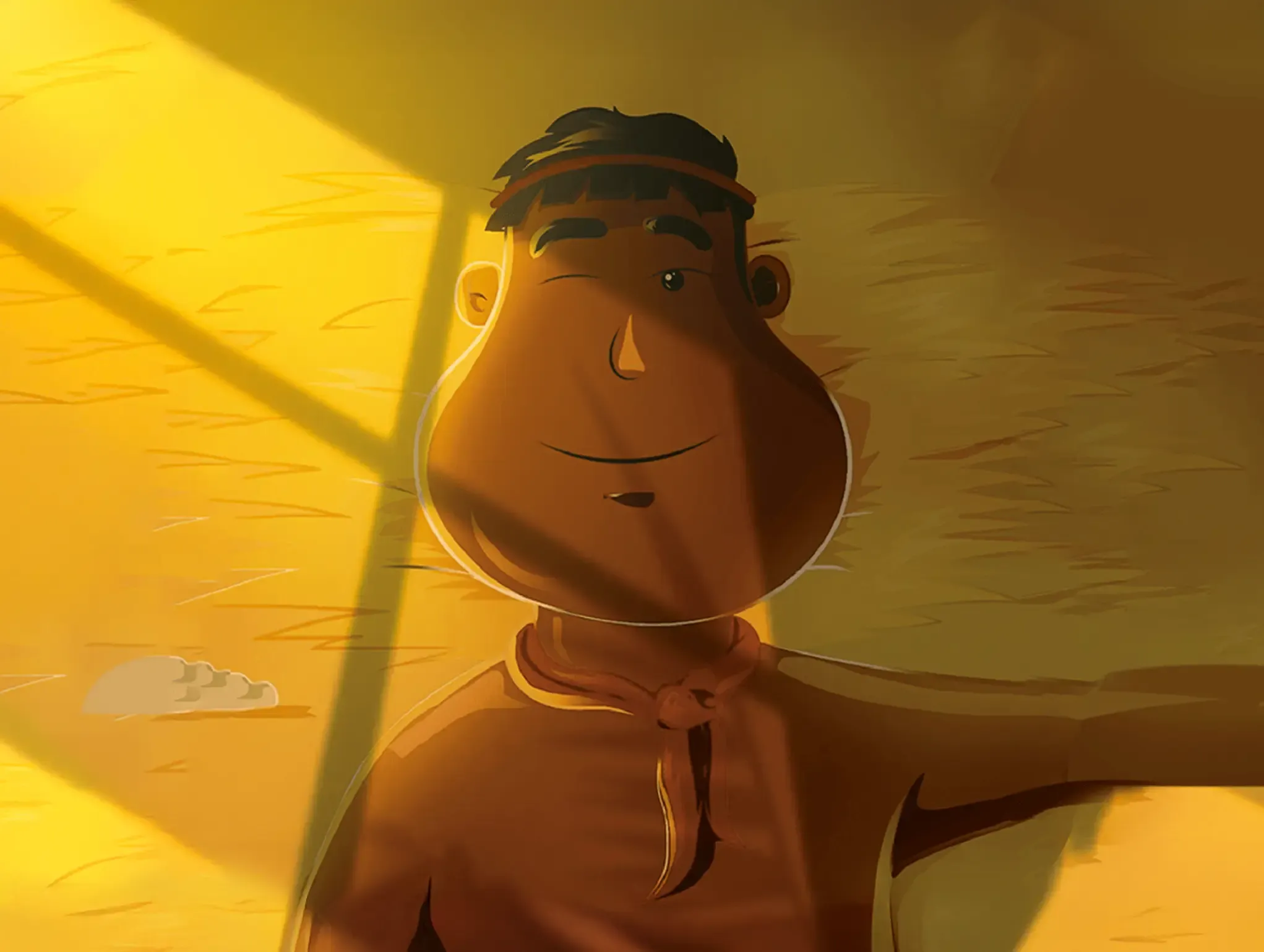 Ilustración de un personaje de vela iluminando un cielo estrellado