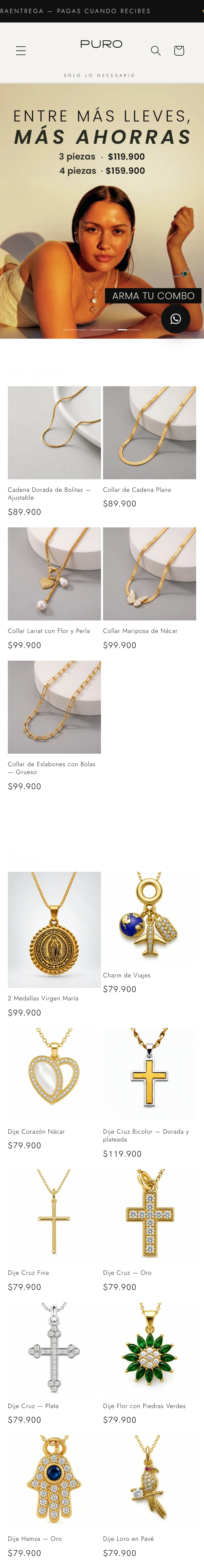 Página completa de Joyería Puro en celular